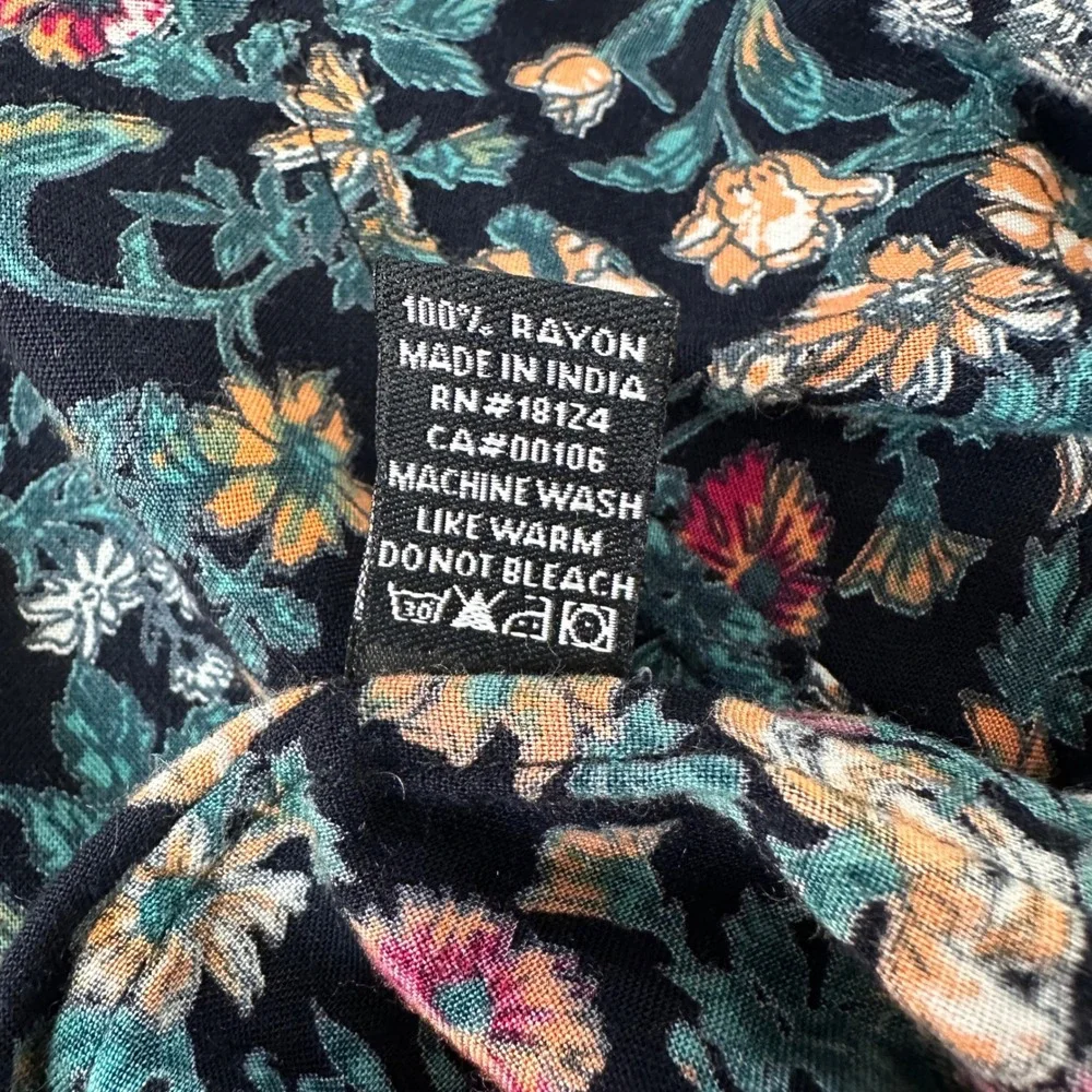 Never Established Floral Button Down‎ Shirt Mens Large Navy Rayon Short Sleeve